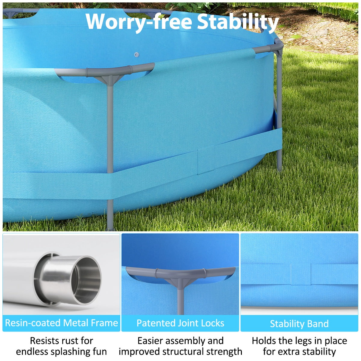 LIVSK Opzetzwembad - Stevige constructie met drie-laagse PVC-wanden - Inclusief filterpomp - Voor 3-4 volwassenen - Blauw