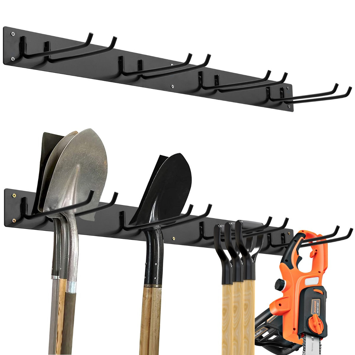 Livsk costway organiser voor tuingereedschap stevig volledig metalen gereedschapsrek met 8 haken 91 cm wandopbergsysteem voor spades harken en meer