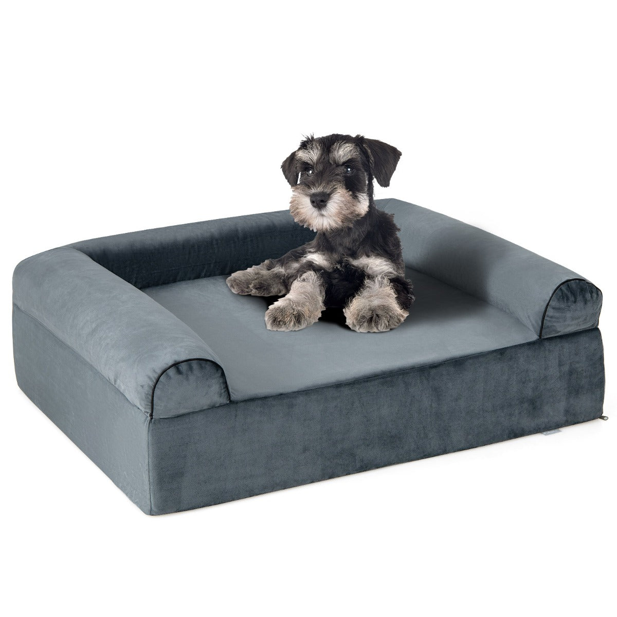 LIVSK Orthopedisch Hondenbed - Dubbelzijdig Koelgel - Geheugenschuim - Afneembare Wasbare Hoes - Antislip Onderkant - Grijs