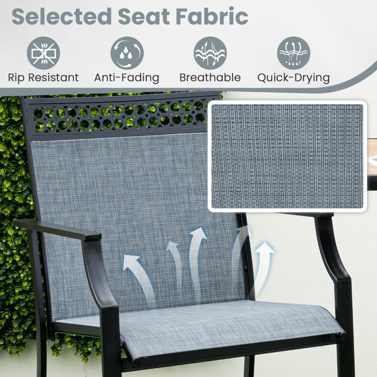 LIVSK Robuuste Barkrukken met Armleuningen - Metalen Frame - Comfortabele Zitting - Zithoogte 63 cm - Set van 2 - Blauw