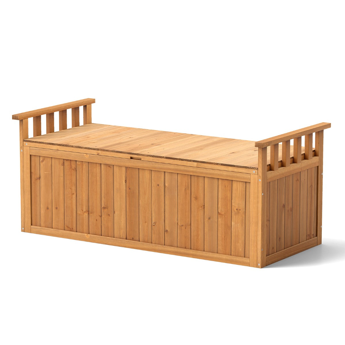 LIVSK Tuinbank met Opbergruimte - 209 L - Stevig Sparrenhout - Waterbestendig - Comfortabele Armleuningen - Natuurlijk hout