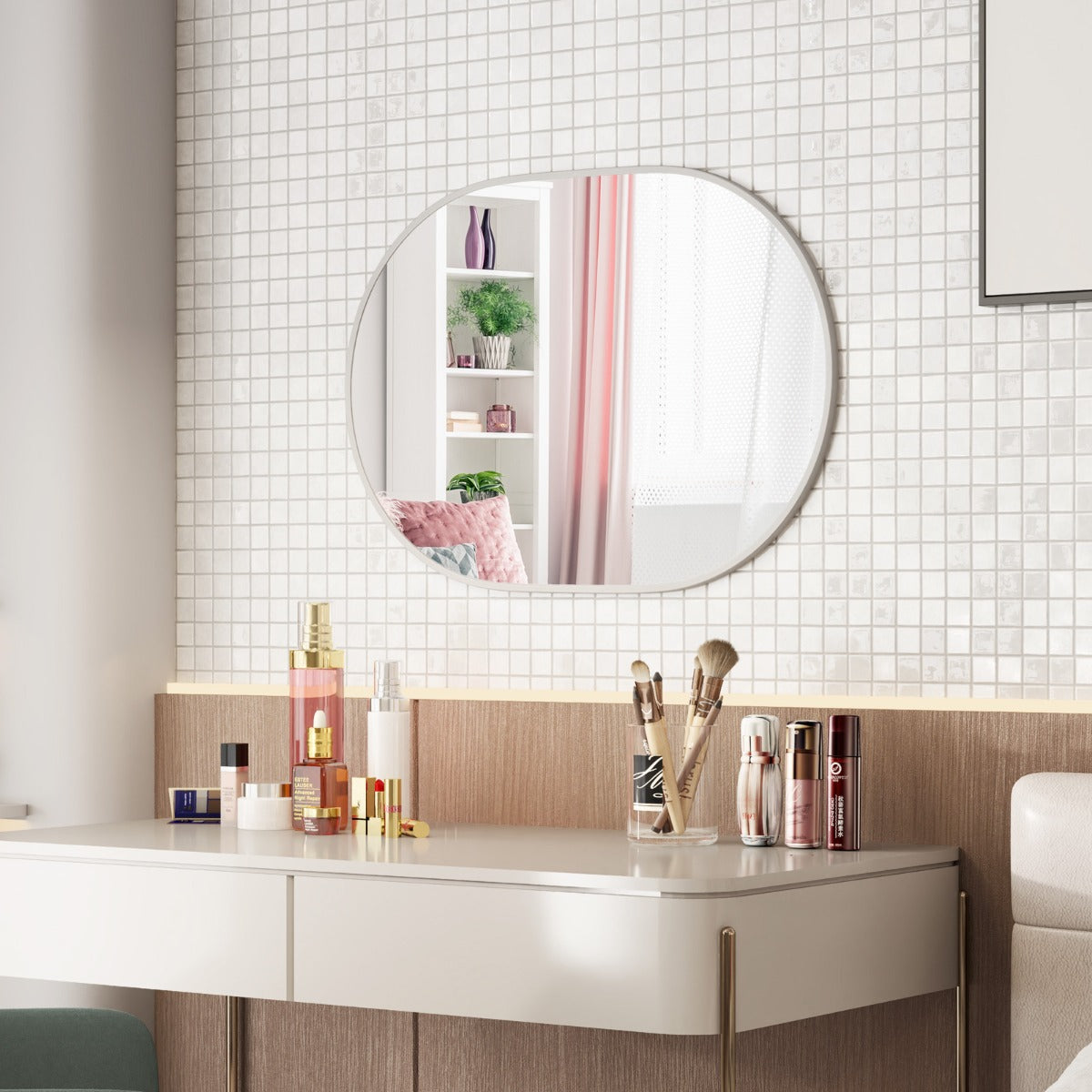 LIVSK High-Definition Badkamerspiegel 70 x 50 cm - Verticaal/Horizontaal - Slagvast Glas - Water- en Roestbestendig - Aluminium