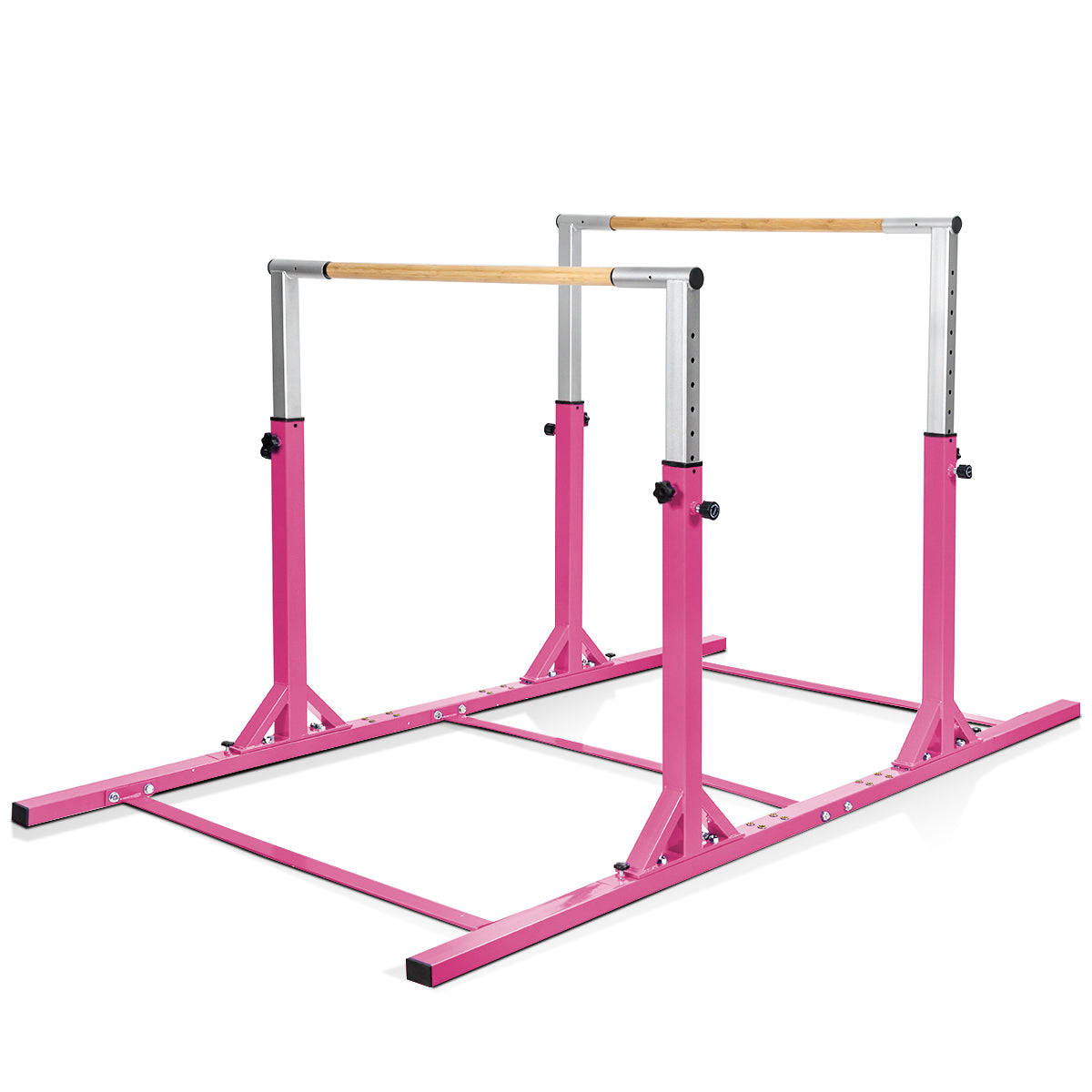 LIVSK Parallelle Gymnastiekstang - Verstelbaar van 96 tot 140 cm - Dubbele Vergrendeling - Tot 100 kg - Voor Kinderen 6-12 - Roze