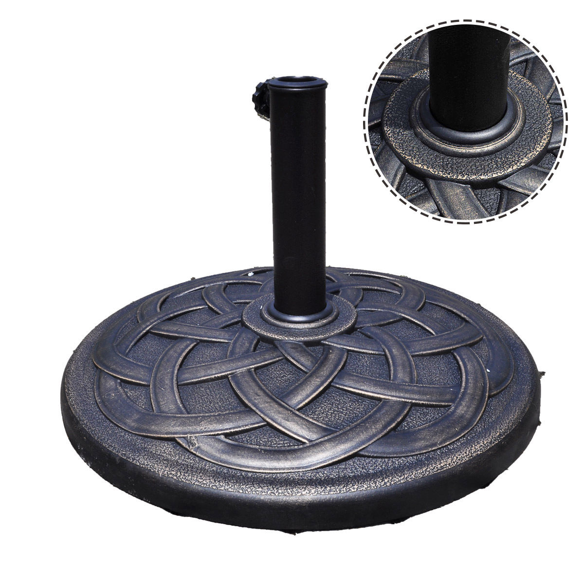 LIVSK Parasolvoet - Duurzaam Harsmateriaal - Verstelbare Paal van φ38mm tot φ48mm - Stabiele Constructie - Ø54,5 cm - Brons