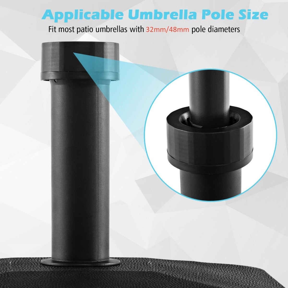 Livsk costway parasolstandaard met wieltjes parasolstandaard te vullen met water of zand marktparaplustandaard voor parasolstangen van 32 48 mm