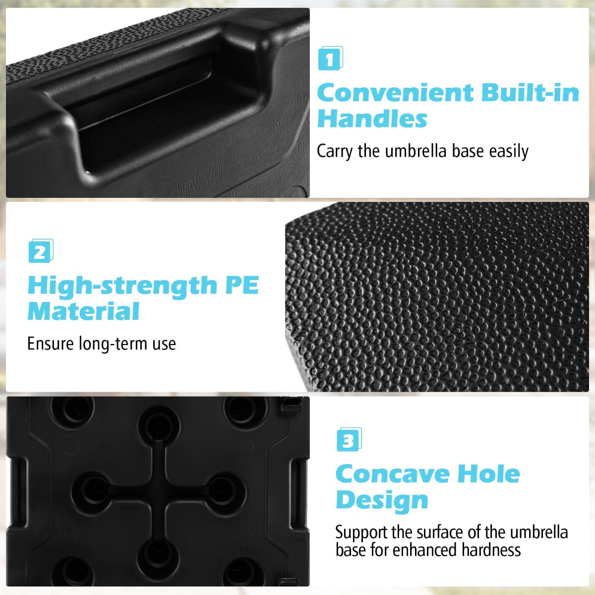 Livsk costway parasolstandaard met wieltjes parasolstandaard te vullen met water of zand marktparaplustandaard voor parasolstangen van 32 48 mm