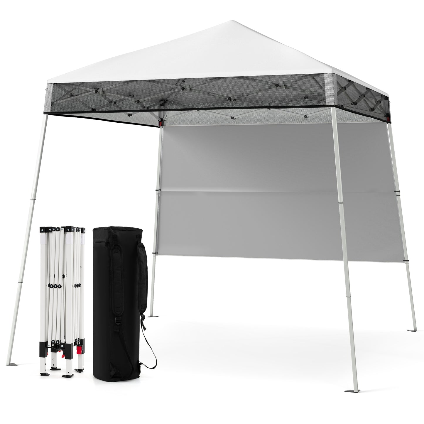 LIVSK Pop-up Paviljoen - Waterdicht - Hoogteverstelbaar - Stevig Metalen Frame - Inclusief Rugzak - 182 x 182 x 221 cm - Wit