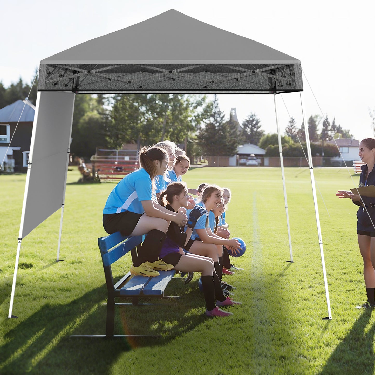 LIVSK Pop-up Paviljoen met Zonnebescherming - Hoogteverstelbaar - Scheurbestendige Oxford-stof - Inclusief Grondpinnen - Grijs