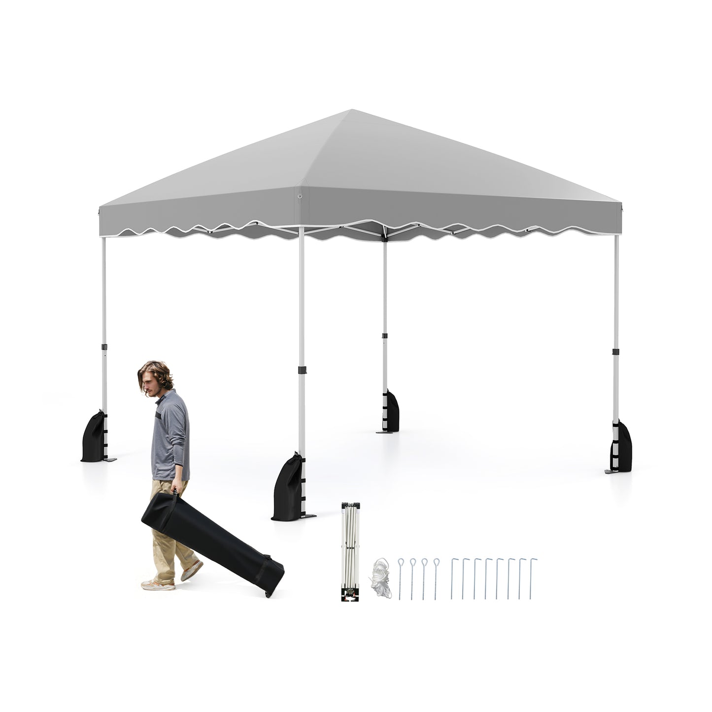 LIVSK Pop-up Luifel Tent 300 x 300 x 266-286 cm - Waterdicht - 3 Instelbare Hoogtes - Inclusief Roltas en Stabiliteitsaccessoires