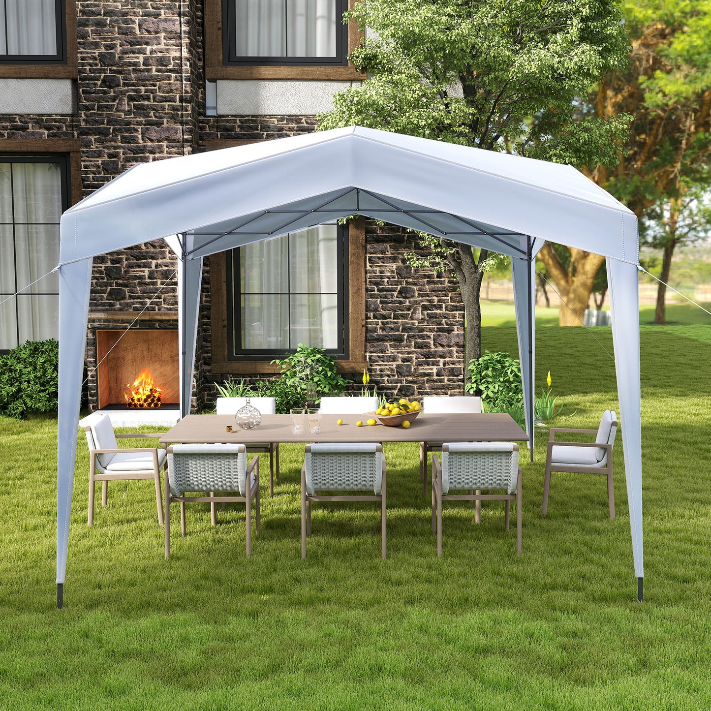 LIVSK Partytent 3x3 - Pop-up Structuur - UPF50+ Zonbescherming - Waterdicht - Inclusief Draagtas - 302 x 302 x 265-375 cm - Wit