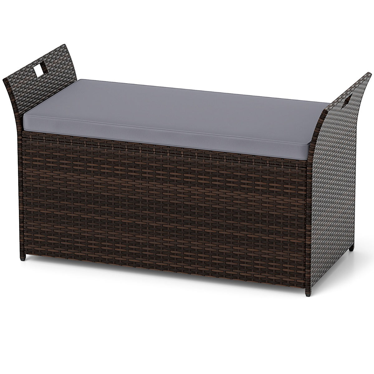 LIVSK Opbergbank met Kussenhoes - Handgevlochten PE-rotan - Verborgen Opbergruimte - Tot 150 kg - 125 x 56 x 71 cm - Rustiek