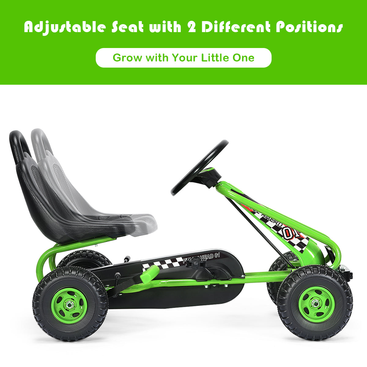 LIVSK Pedaalkart voor Kinderen - Verstelbaar Zitje - Antislipwielen - Tot 30 kg - Stimuleert Beweging - 92 x 50 x 53 cm -