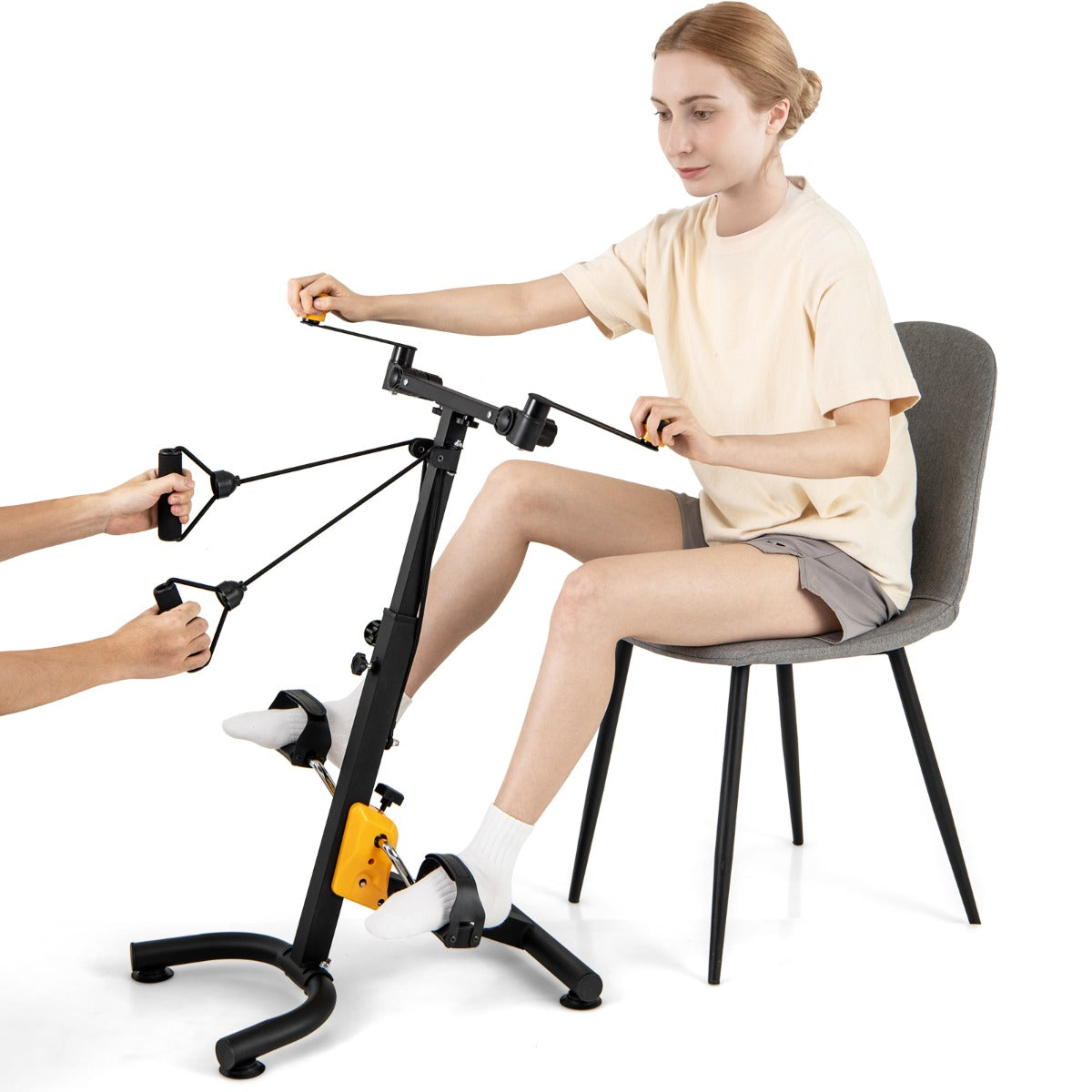 LIVSK Mini-hometrainer Pedaaltrainer - 9 Verstelbare Hoogtes - Weerstandsband - Inklapbaar - Voor Boven- en Onderlichaam - Zwart