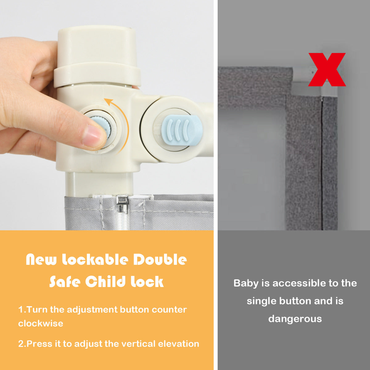 Livsk costway peuterbedrail 180 cm in hoogte verstelbare extra lange bedleuning voor kinderen inklapbare babyveiligheidsleuning 6