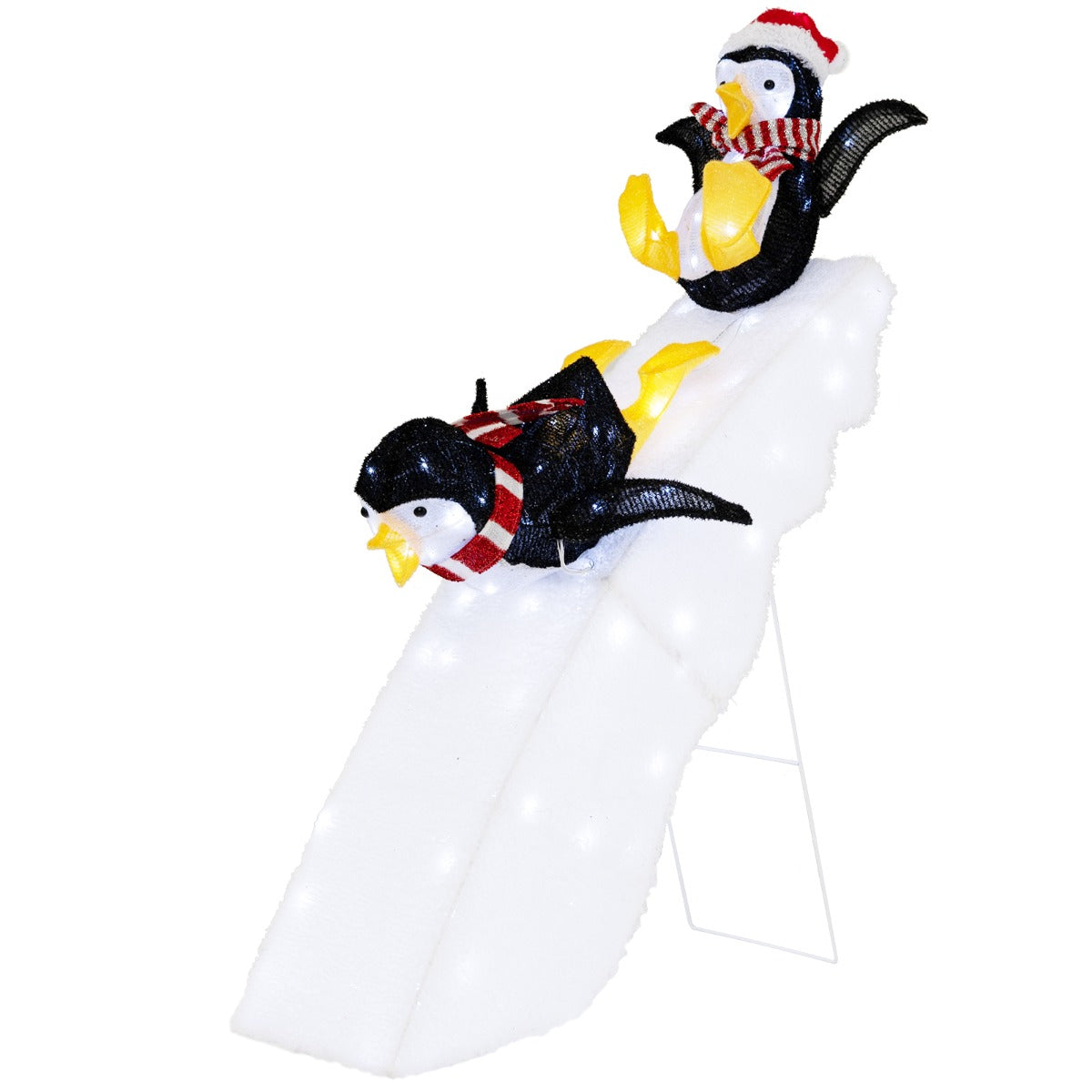 LIVSK Verlichte Kerst Pinguïn en Glijbaan Decoratie - 130 LED - lampen - Stabiele Constructie - Voor Binnen en Buiten - 120 cm