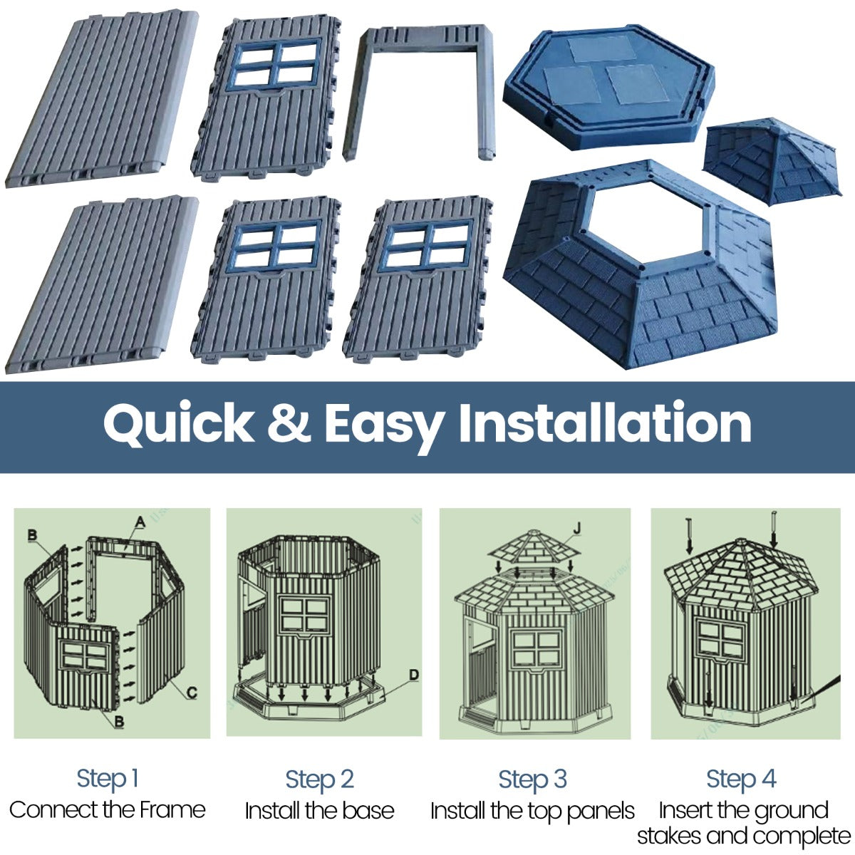 Livsk costway plastic hondenhok met dakraam en ventilatieopening 4 1