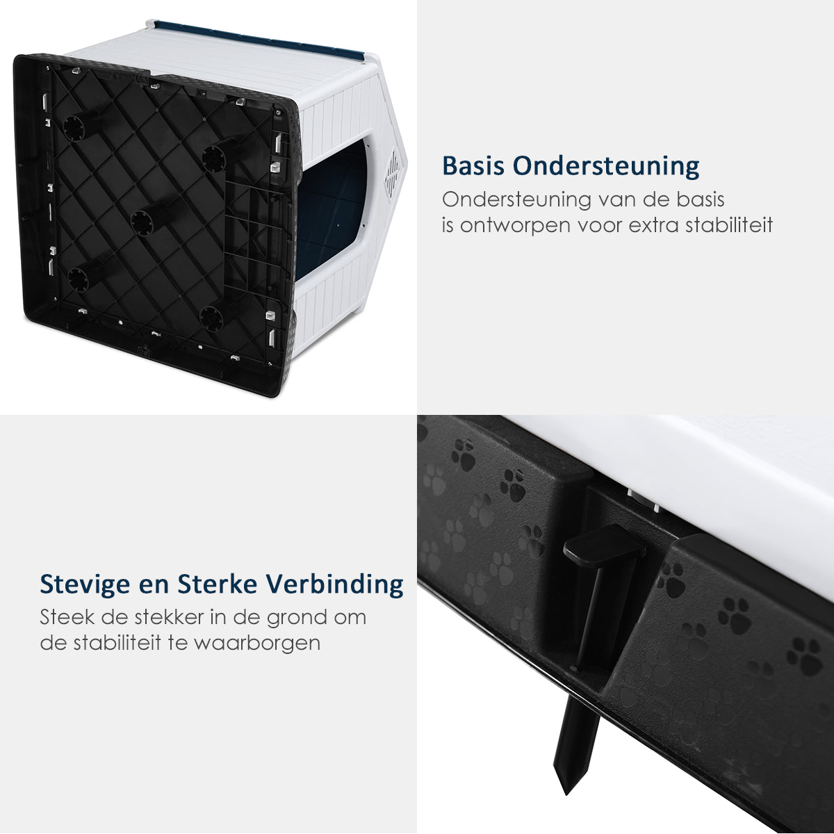 LIVSK Hondenhok van Duurzaam PP - Waterdicht en Weerbestendig - Eenvoudig Schoon te Maken - 87,7 x 78,5 x 81,5 cm - Blauw en Wit