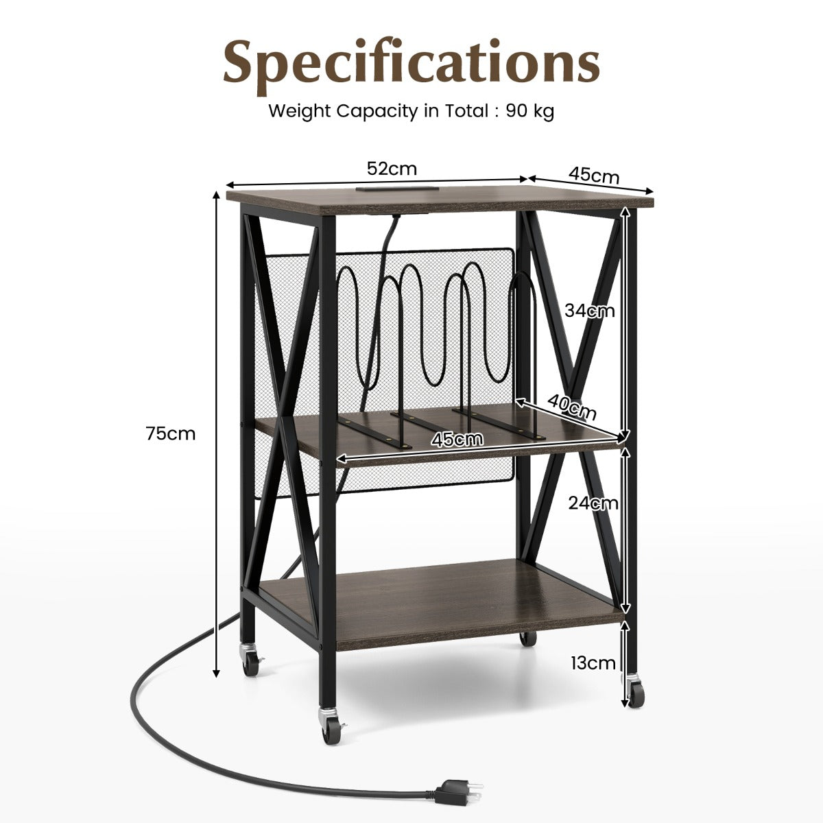 LIVSK Platenspelerstandaard - Geïntegreerd Oplaadstation met USB en Type-C - 250 Platen - Duurzaam Design - Grijs