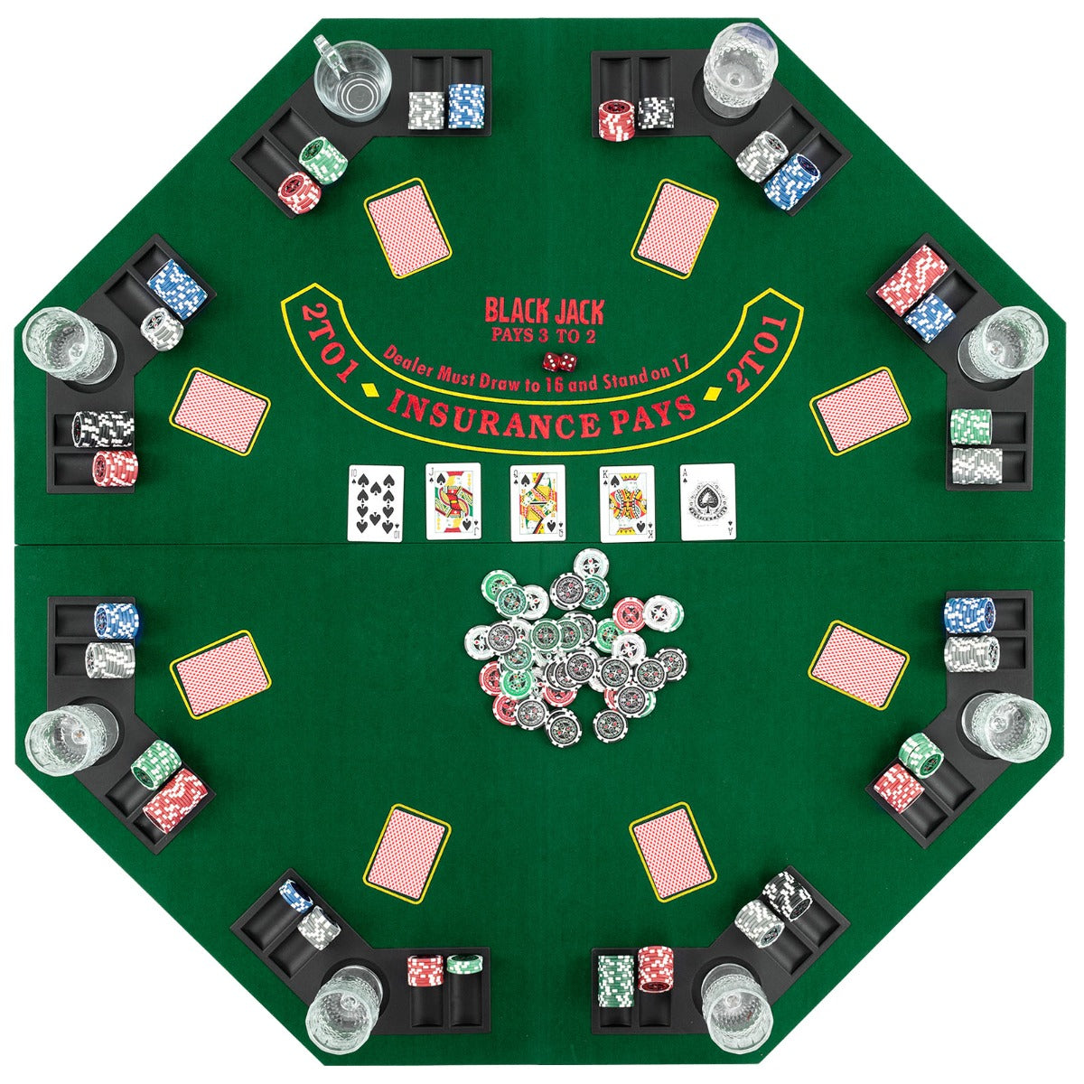 LIVSK Opvouwbare Pokertafel voor 8 Spelers - Inclusief Draagtas en Bekerhouders - Ruimtebesparend - 120 x 120 cm - Groen