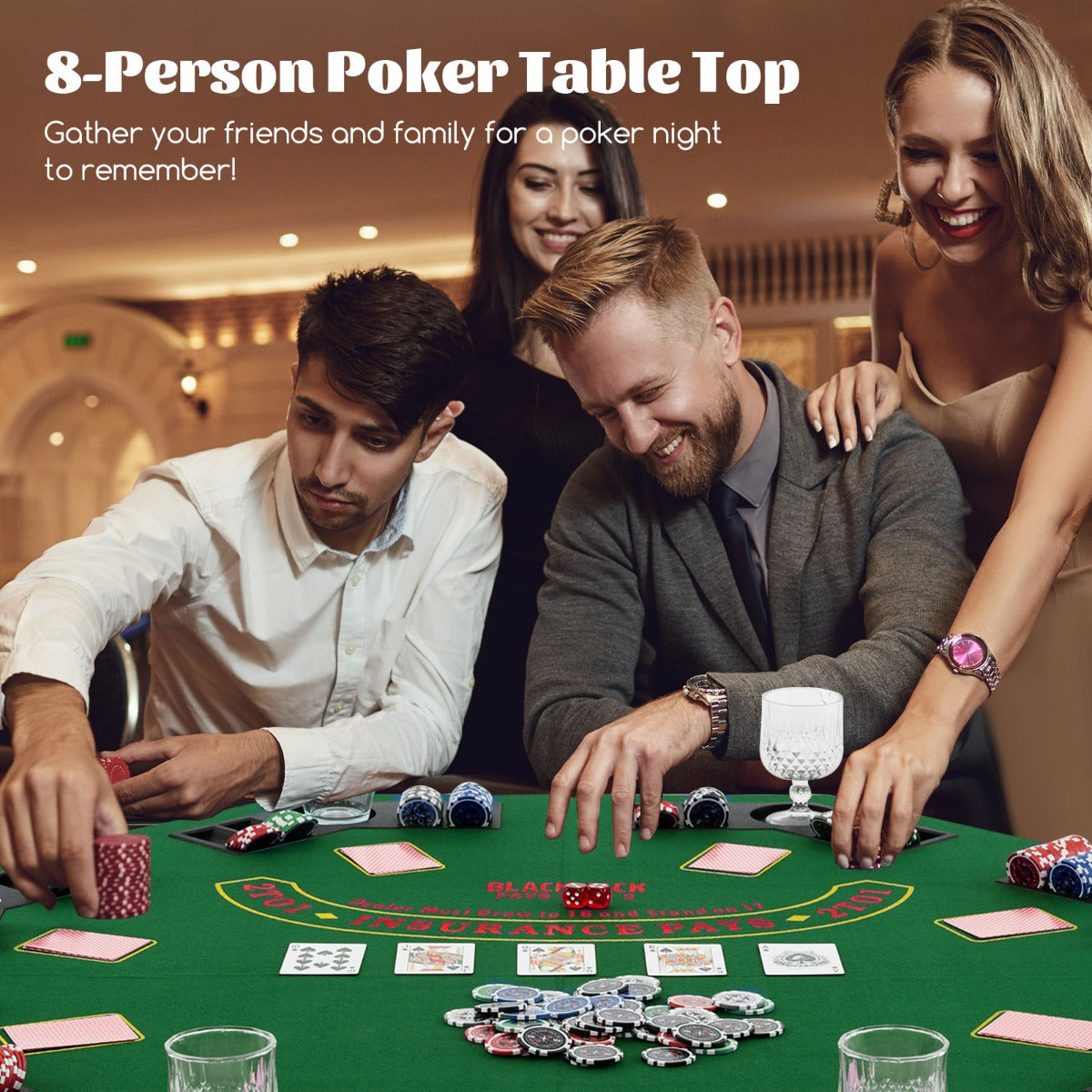 LIVSK Opvouwbare Pokertafel voor 8 Spelers - Inclusief Draagtas en Bekerhouders - Ruimtebesparend - 120 x 120 cm - Groen