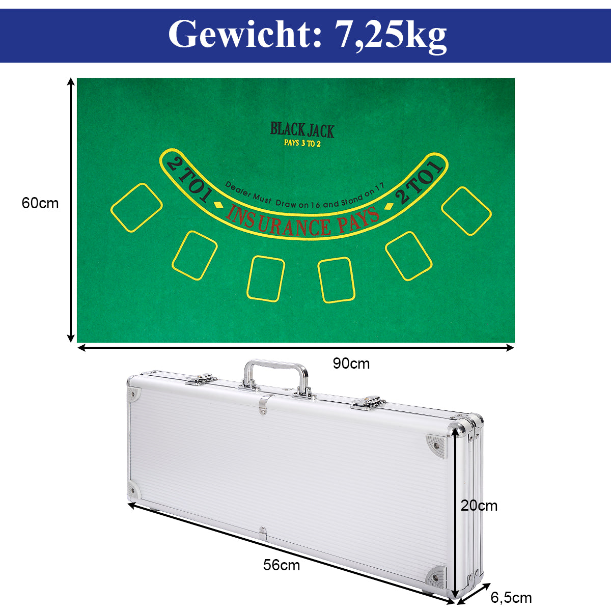LIVSK Pokerkoffer Set - Aluminium Koffer met 500 Fiches - 2 Pokerdecks - 5 Dobbelstenen - Professionele Kwaliteit - Zwart