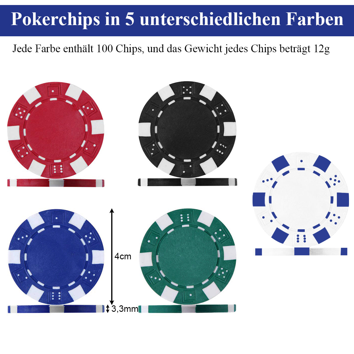 LIVSK Pokerkoffer Set - Aluminium Koffer met 500 Fiches - 2 Pokerdecks - 5 Dobbelstenen - Professionele Kwaliteit - Zwart