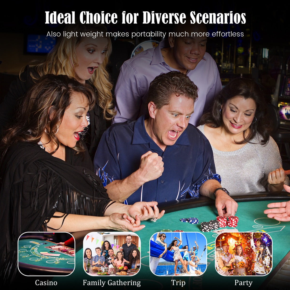 LIVSK Casino Poker Chip Set - 300 Chips in 7 Kleuren - Inclusief 2 Kaartspellen en Aluminium Draagtas - Zwart