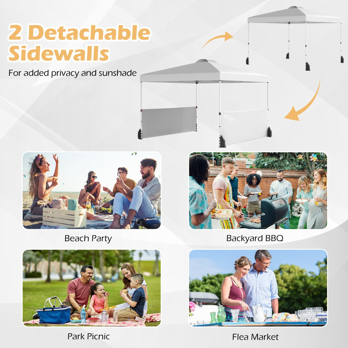 LIVSK Opvouwbaar Paviljoen 3x3m - 3 Verstelbare Hoogtes - Stevig Frame - Inclusief Tas op Wielen - Grijs/wit