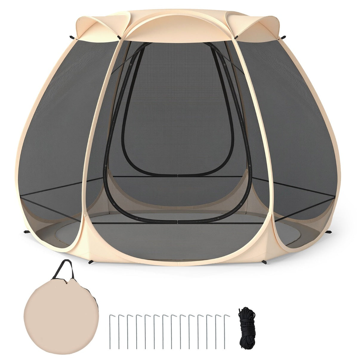 LIVSK Pop-up Mesh-tent - Voor 4-6 Personen - Insectenbescherming - Eenvoudig op te zetten - Stevige constructie - Zwart