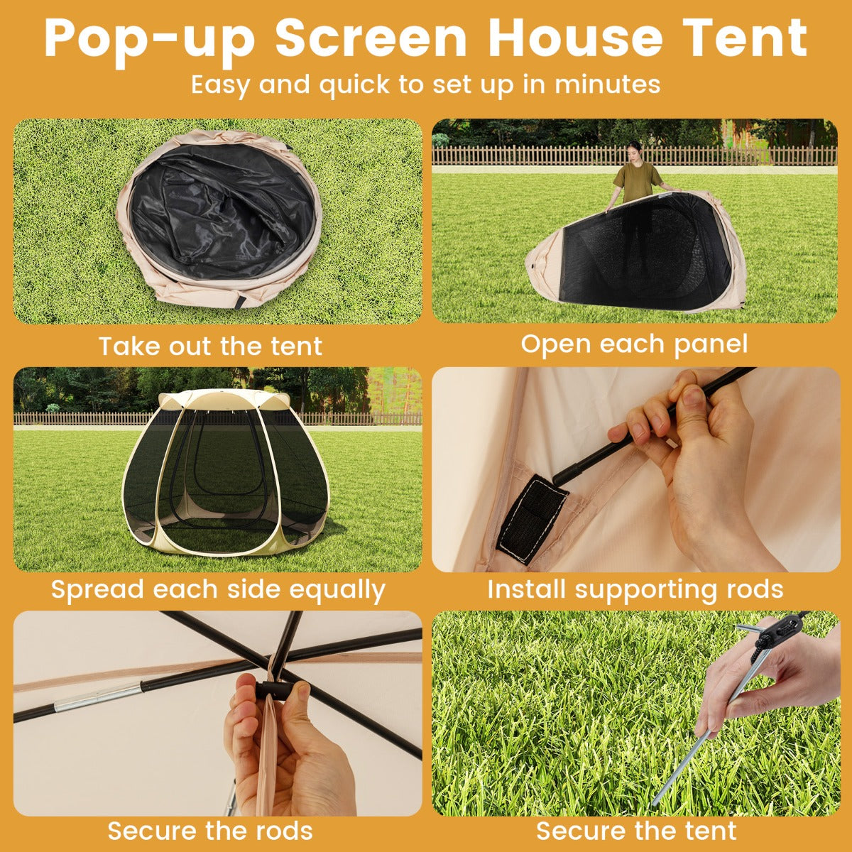 LIVSK Pop-up Mesh-tent - Voor 4-6 Personen - Insectenbescherming - Eenvoudig op te zetten - Stevige constructie - Zwart