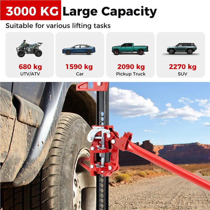 LIVSK auto-lastheffer - Hefhoogte 15-112 cm - Capaciteit 3.000 kg - Vergrendelingsmechanisme - Robuust - Rood