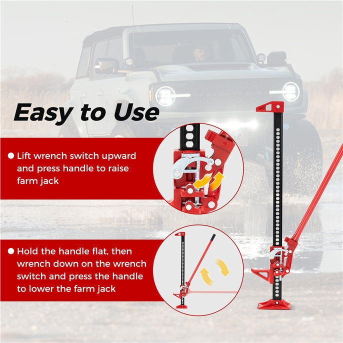 LIVSK auto-lastheffer - Hefhoogte 15-112 cm - Capaciteit 3.000 kg - Vergrendelingsmechanisme - Robuust - Rood
