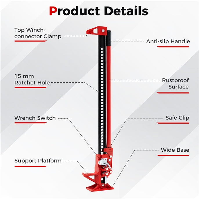 LIVSK auto-lastheffer - Hefhoogte 15-112 cm - Capaciteit 3.000 kg - Vergrendelingsmechanisme - Robuust - Rood