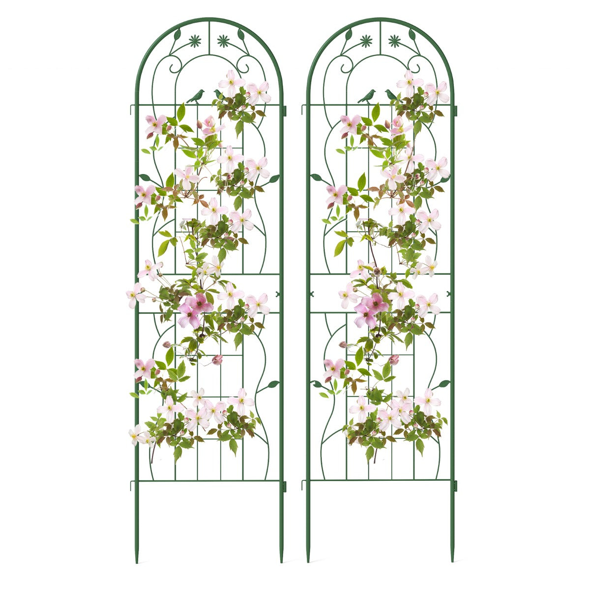 LIVSK Tuinscherm Metaal - 2-delige set - Ondersteuning voor Klimplanten - 180 x 50 cm - Roestbestendig - Groen