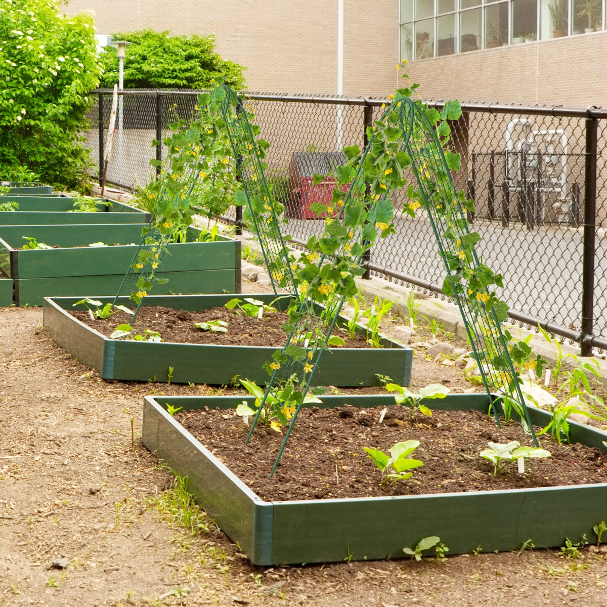 LIVSK Tuinscherm Metaal - 2-delige set - Ondersteuning voor Klimplanten - 180 x 50 cm - Roestbestendig - Groen