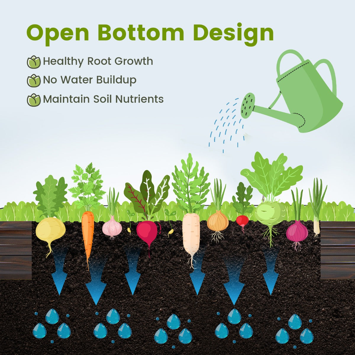 LIVSK Verhoogd Tuinbed - Weerbestendig Metaal - 240 x 120 x 30 cm - Voor Groenten en Bloemen - Open Basis - Koffie + Zilver