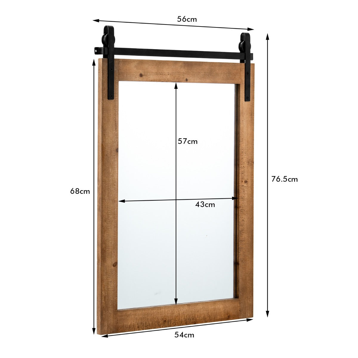 LIVSK Wandspiegel - Hoge Resolutie - Explosiebestendig - Massief Houten Frame - Rustieke Boerderijstijl - 76 x 56 cm - Bruin