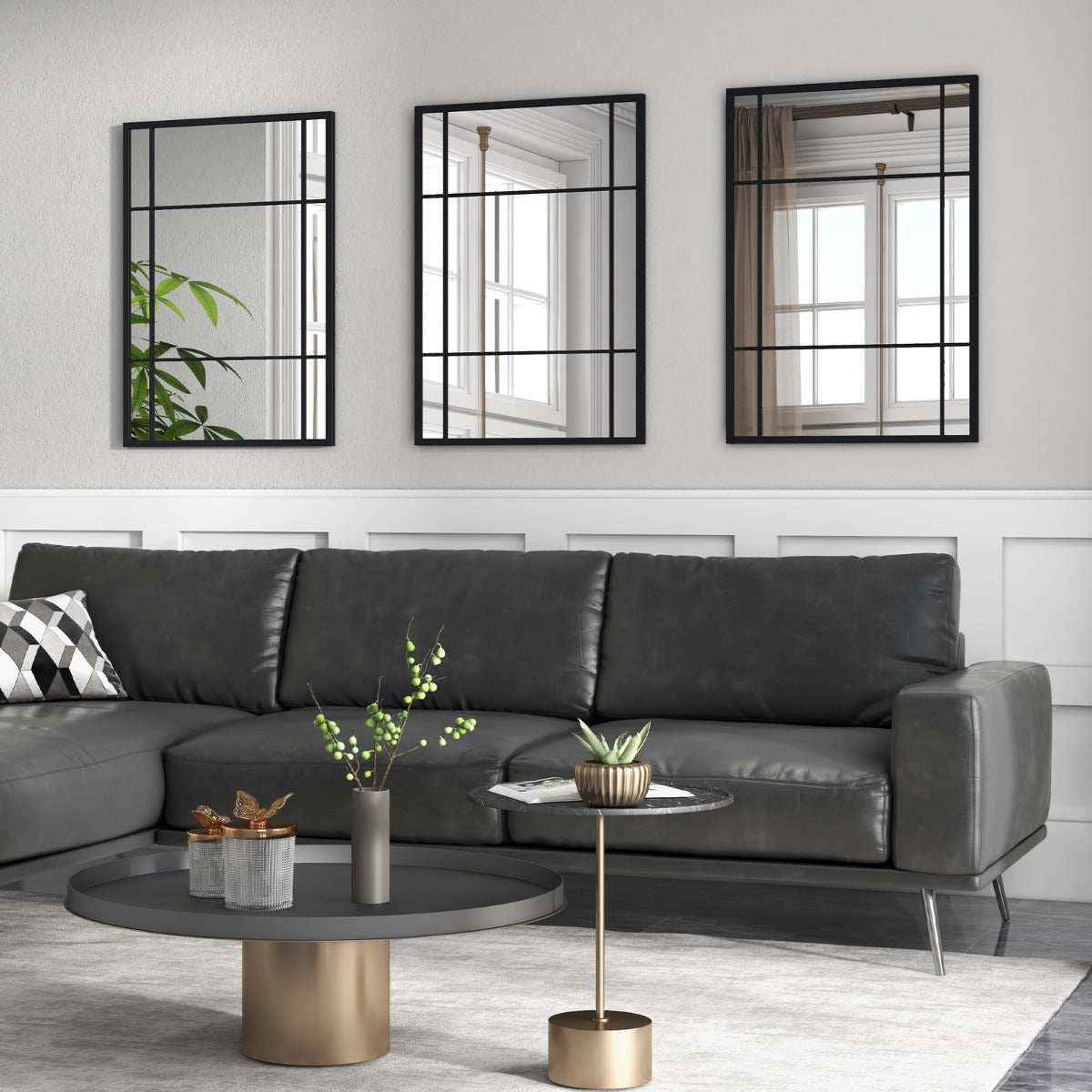 Livsk costway rechthoekige wandspiegel met metalen frame decoratieve hangspiegel 1015 x 71 cm decoratieve spiegel 6