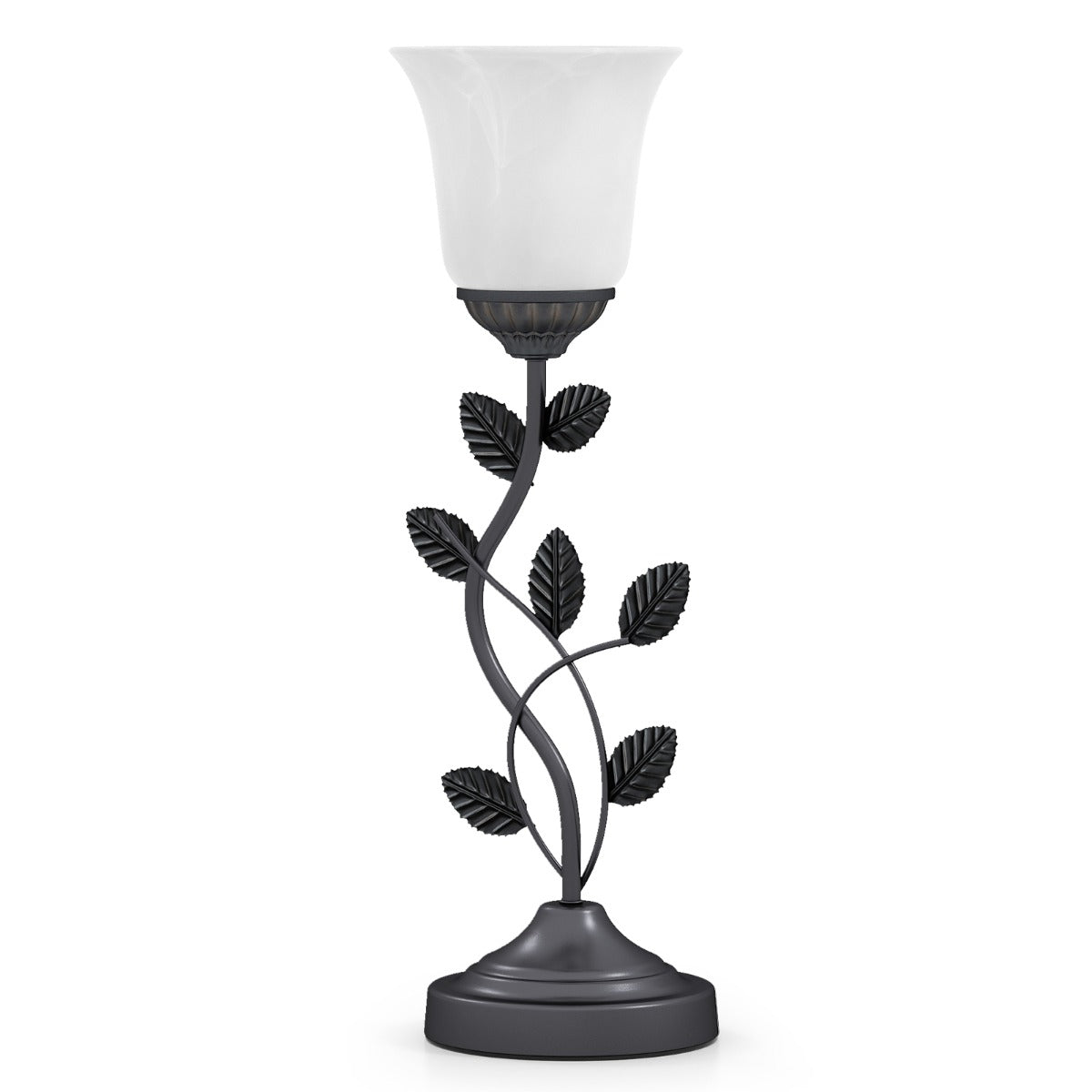 Livsk costway retro bedlamp tulpvormige glazen lampenkap metalen bladen