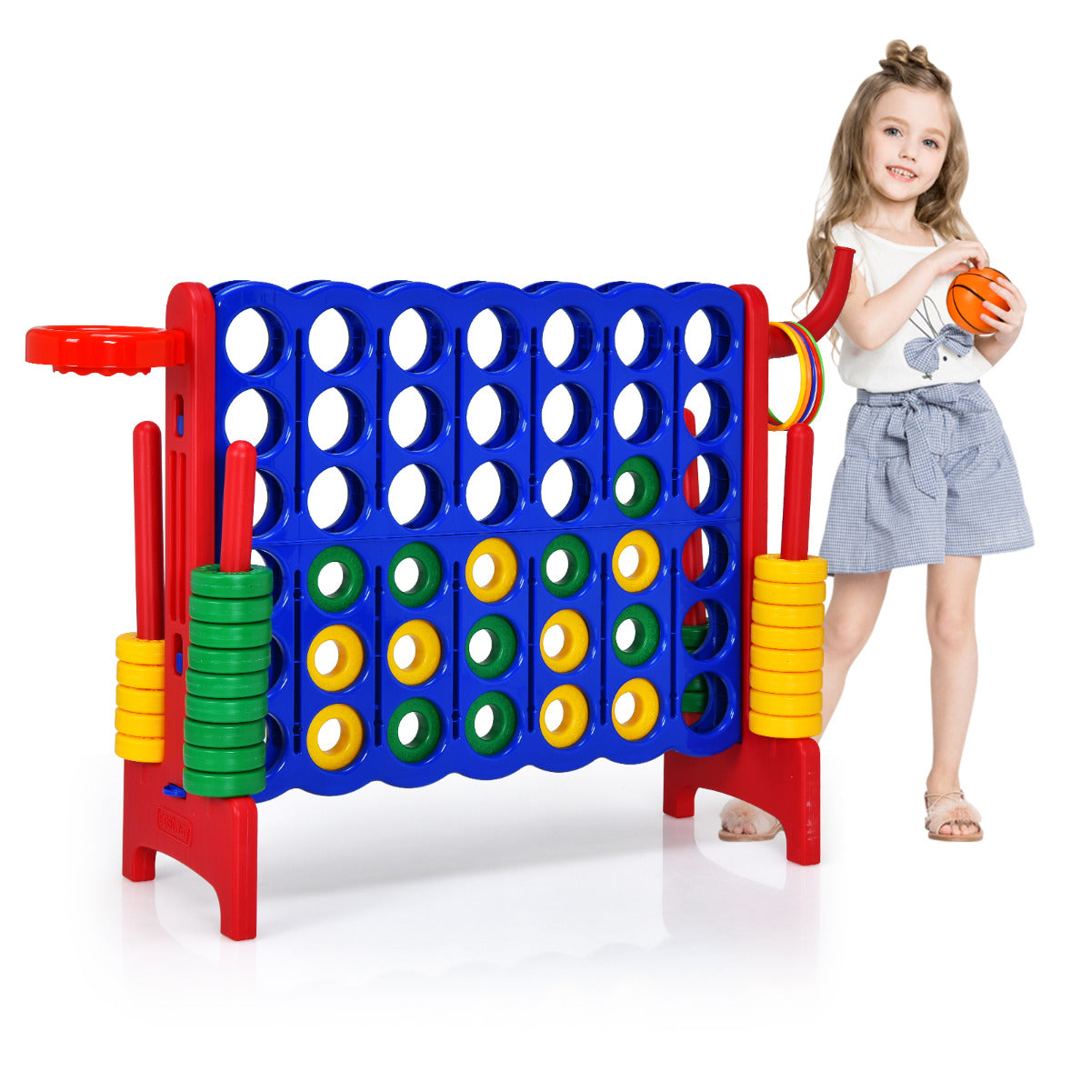LIVSK 4-in-1 Reuzenspelset - Extra Groot - Veilig PP & PE - Voor Binnen en Buiten - Ontwikkelt Vaardigheden - 84 x 33 x 74 cm -