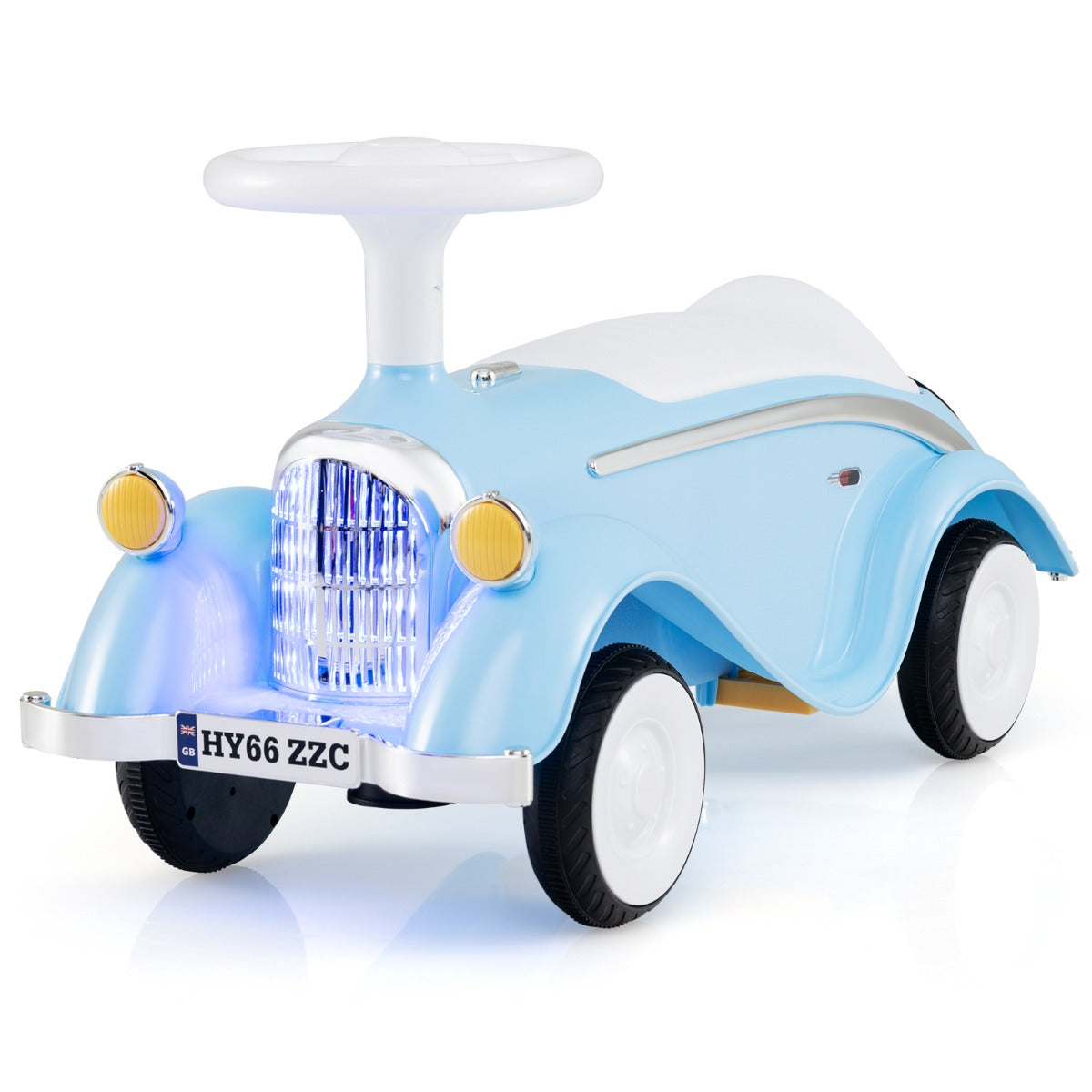 LIVSK Peuterlopauto met LED-lampen - Stuur met Toeter - Veilig en Stabiel - Opbergruimte - Tot 15 kg - Blauw
