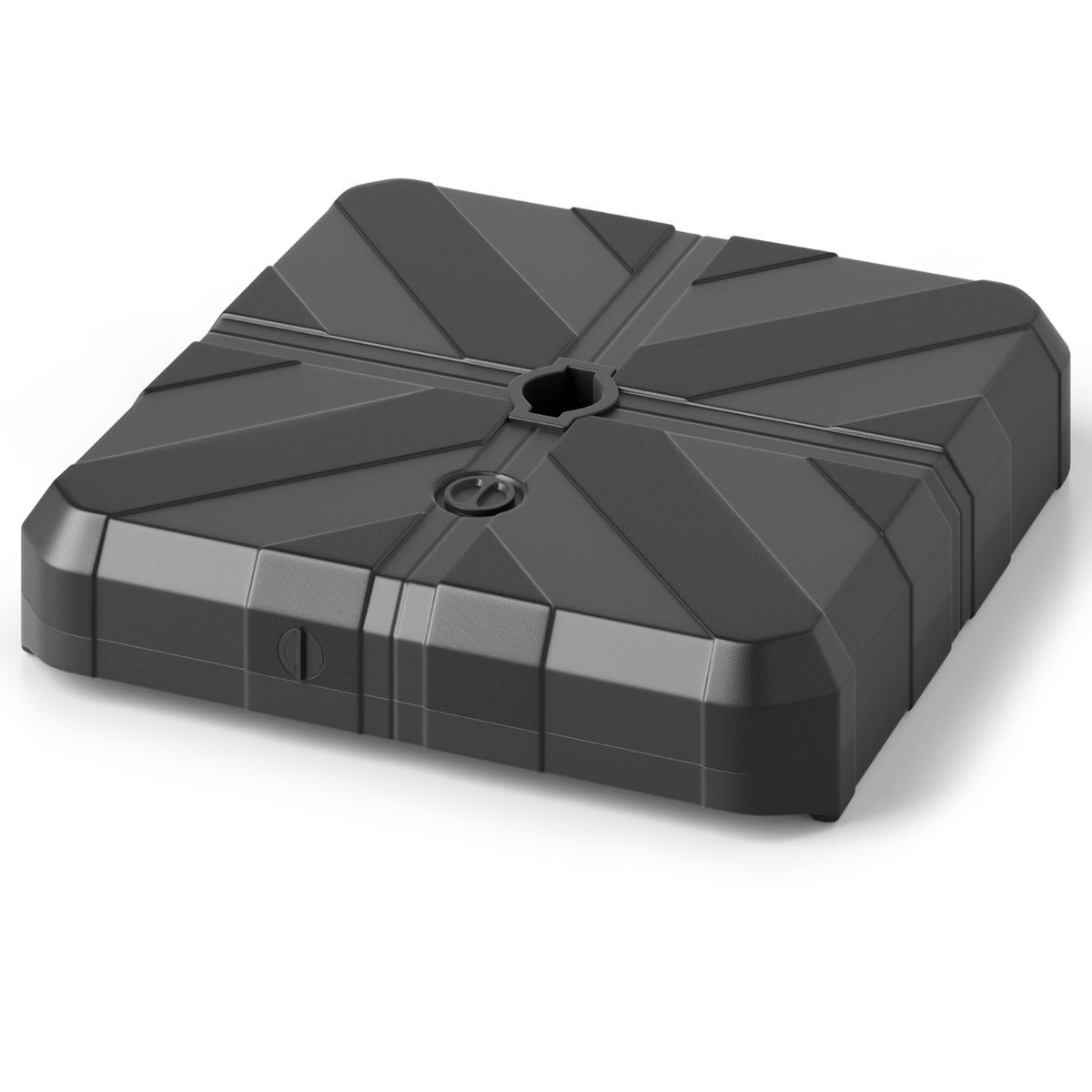 LIVSK Vierkante Parasolvoet - Vulcapaciteit tot 80 kg - HDPE Weerbestendig - Geschikt voor Parasolstok 38/48 mm - Zwart