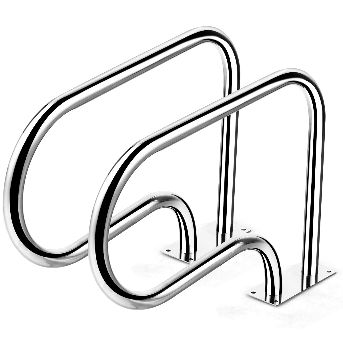 LIVSK Zwembadleuning - Roestvrij Staal - Gebogen Design voor Eenvoudige Grip - Veilig en Duurzaam - 81 x 10 x 57 cm - Zilver