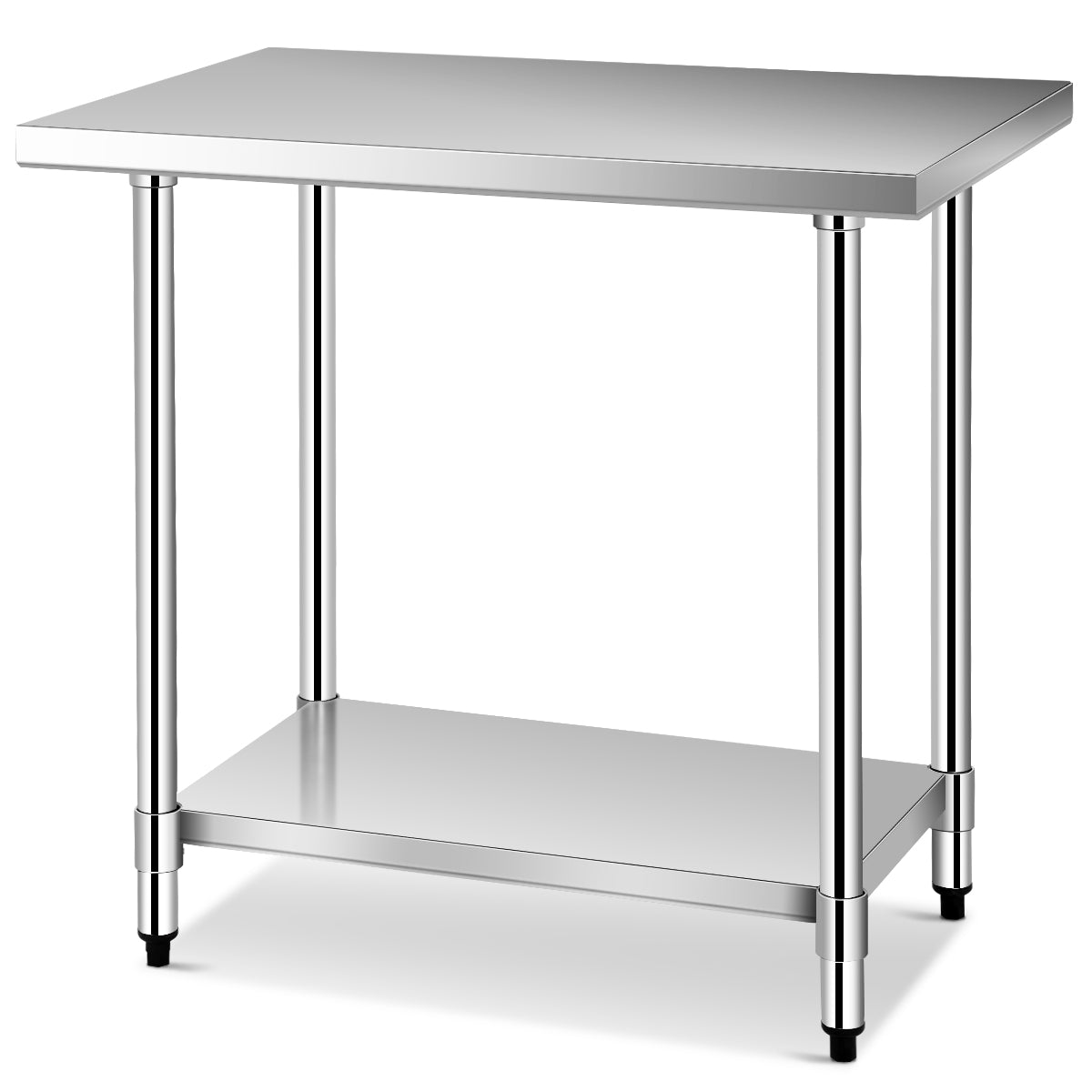 LIVSK Roestvrijstalen Werktafel - 2 Planken - Draagvermogen 250 kg - Hygiënisch en Duurzaam - 91,5 x 61 x 90 cm - Grijs