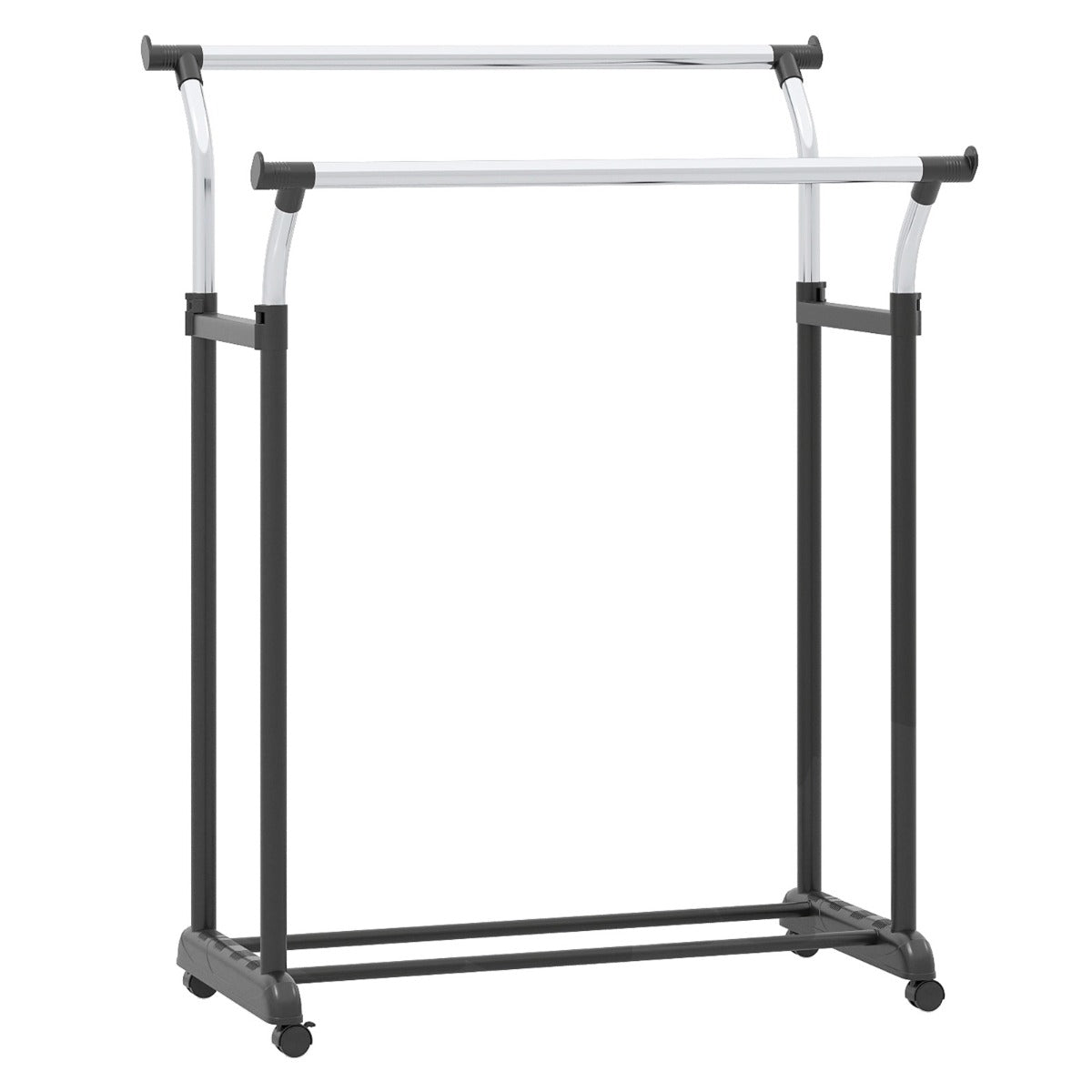 Livsk costway rolbare kledingrek dubbele stang garderobe met verstelbare hoogte