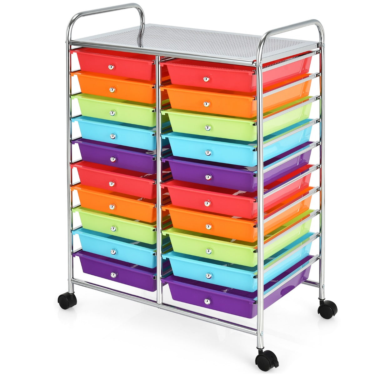 LIVSK Opbergtrolley met 20 Lades - Verrijdbaar met Bovenblad Organizer - Stalen Frame - 64 x 39 x 88 cm - Kleurrijk