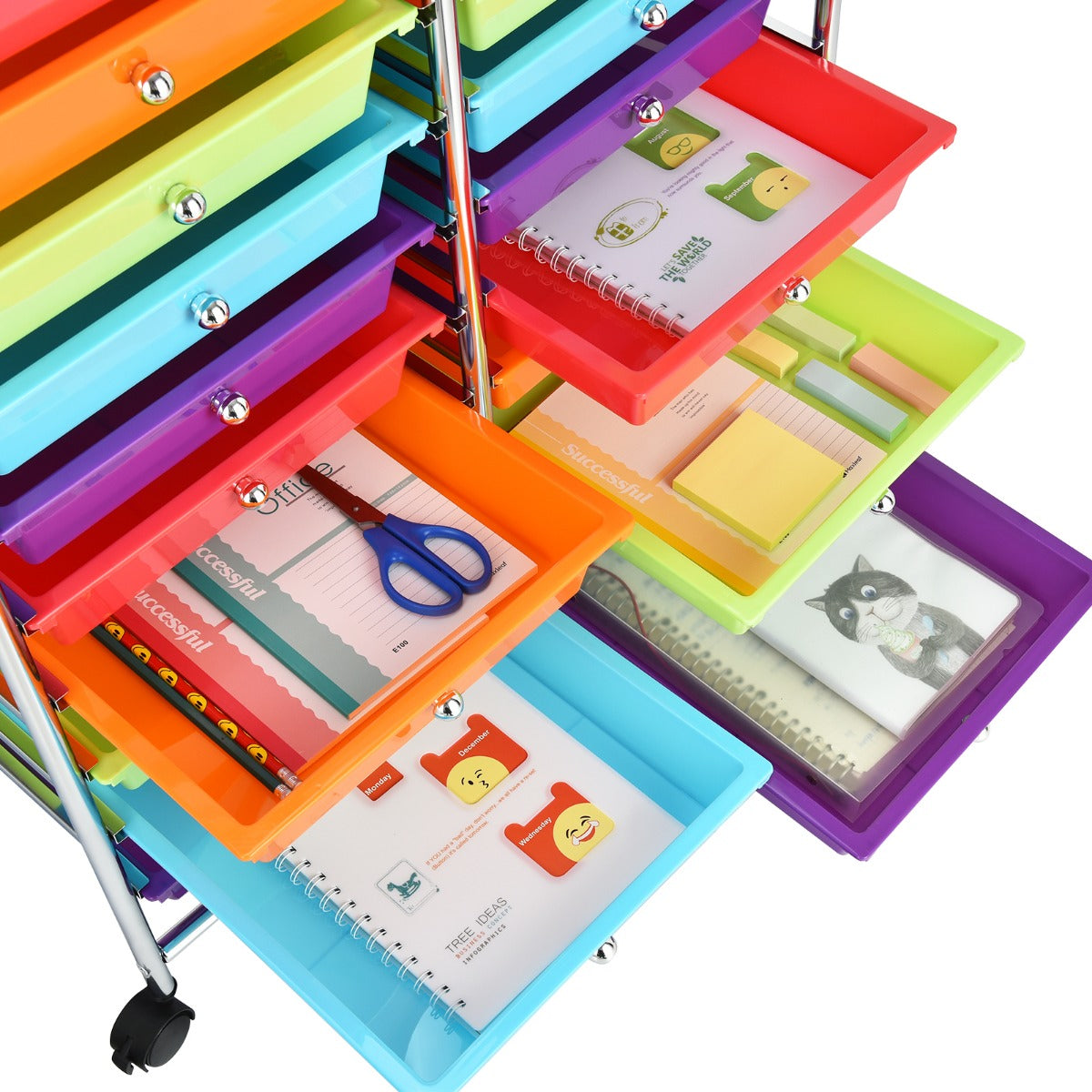 LIVSK Opbergtrolley met 20 Lades - Verrijdbaar met Bovenblad Organizer - Stalen Frame - 64 x 39 x 88 cm - Kleurrijk