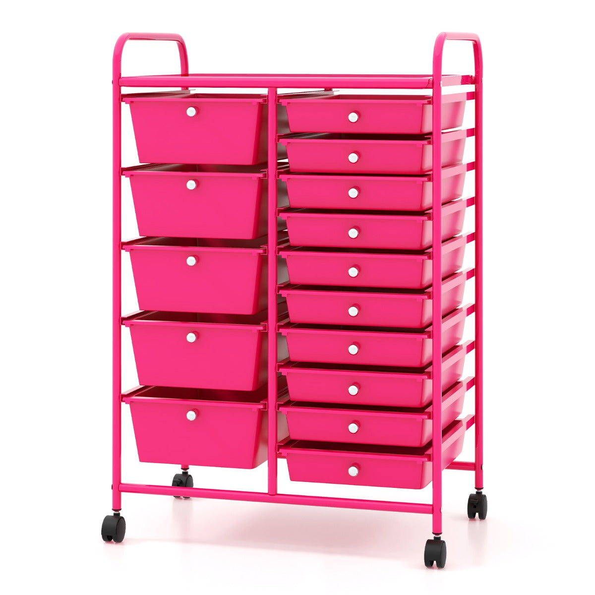 LIVSK Rolbare Opslagtrolley met 15 Uitneembare Lades - Stabiel Metalen Frame - 4 Wielen met Rem - Multifunctioneel - 63 x 37 x 87