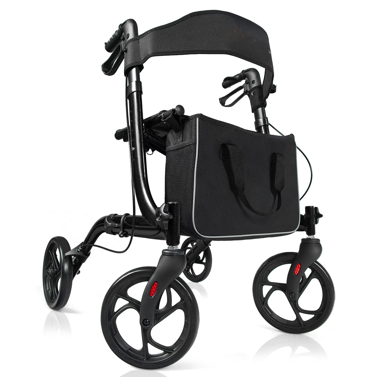 LIVSK Opvouwbare Rollator - Lichtgewicht Aluminium - Verstelbare Hoogte - Ergonomische Handgrepen - Tot 136 kg - Zwart