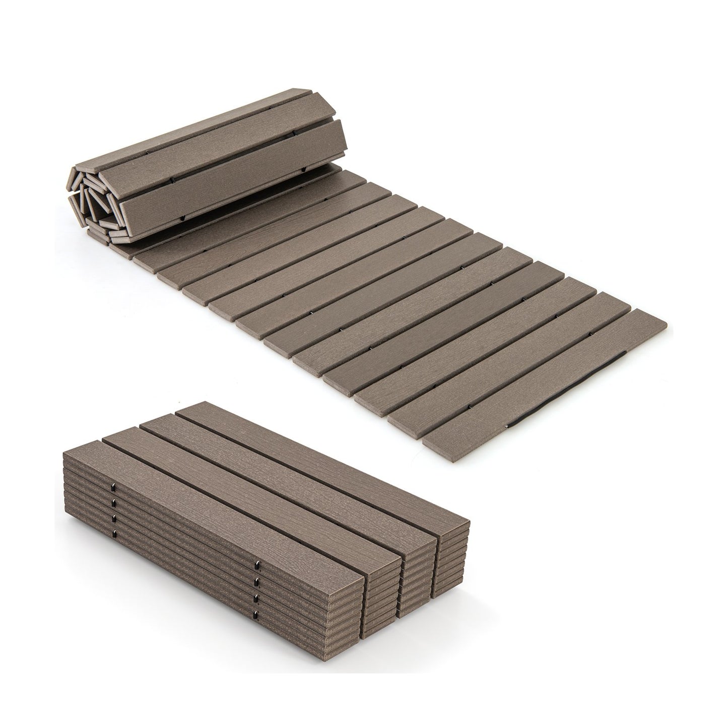 LIVSK Oprolbare Tuinpad van HDPE - Weerbestendig - Antislip - Stevige Verbinding - 242 x 55 x 1,2 cm - Grijs